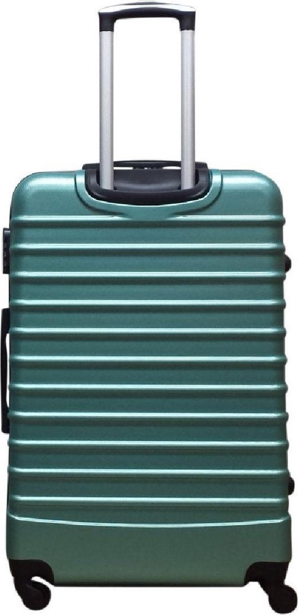 Sterke groene ABS hardcase kofferset, 2-delig, voor comfortabel en veilig reizen.