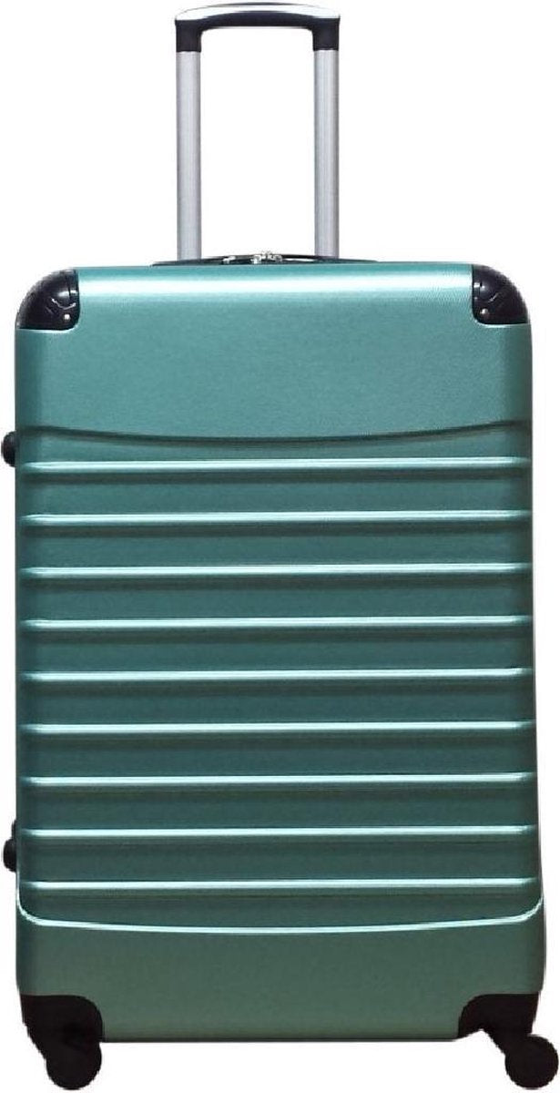 Stijlvolle groene hardcase reiskoffer set, model Napoli, voor korte trips of lange vakanties.