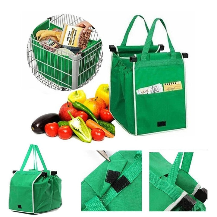 Stijlvolle groene herbruikbare boodschappentas. Een duurzame, milieuvriendelijke EcoCarry draagtas voor dagelijks gebruik.