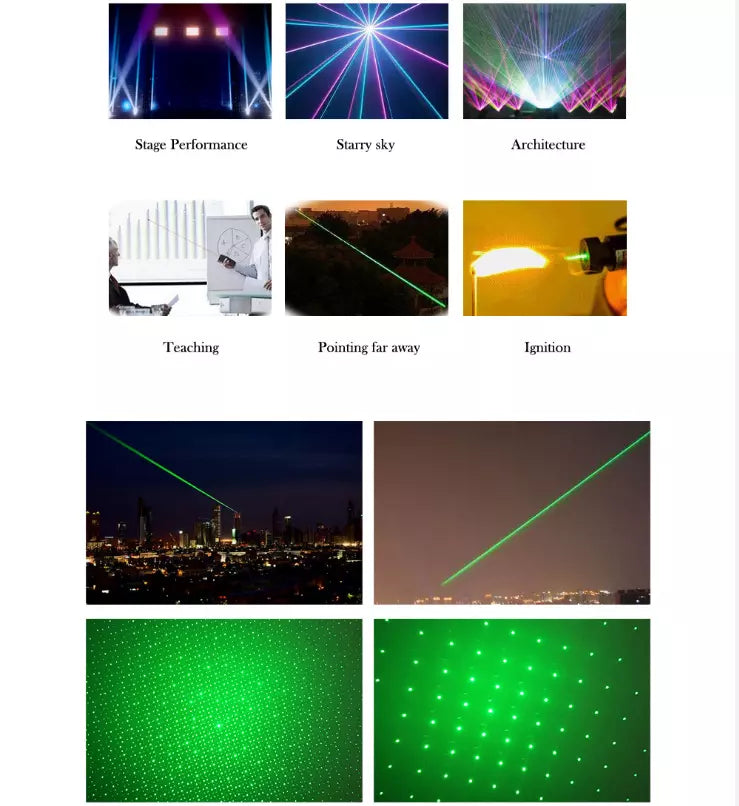 Heldere groene laserpointer, oplaadbaar via USB, voor precisie bij presentaties & in de natuur.