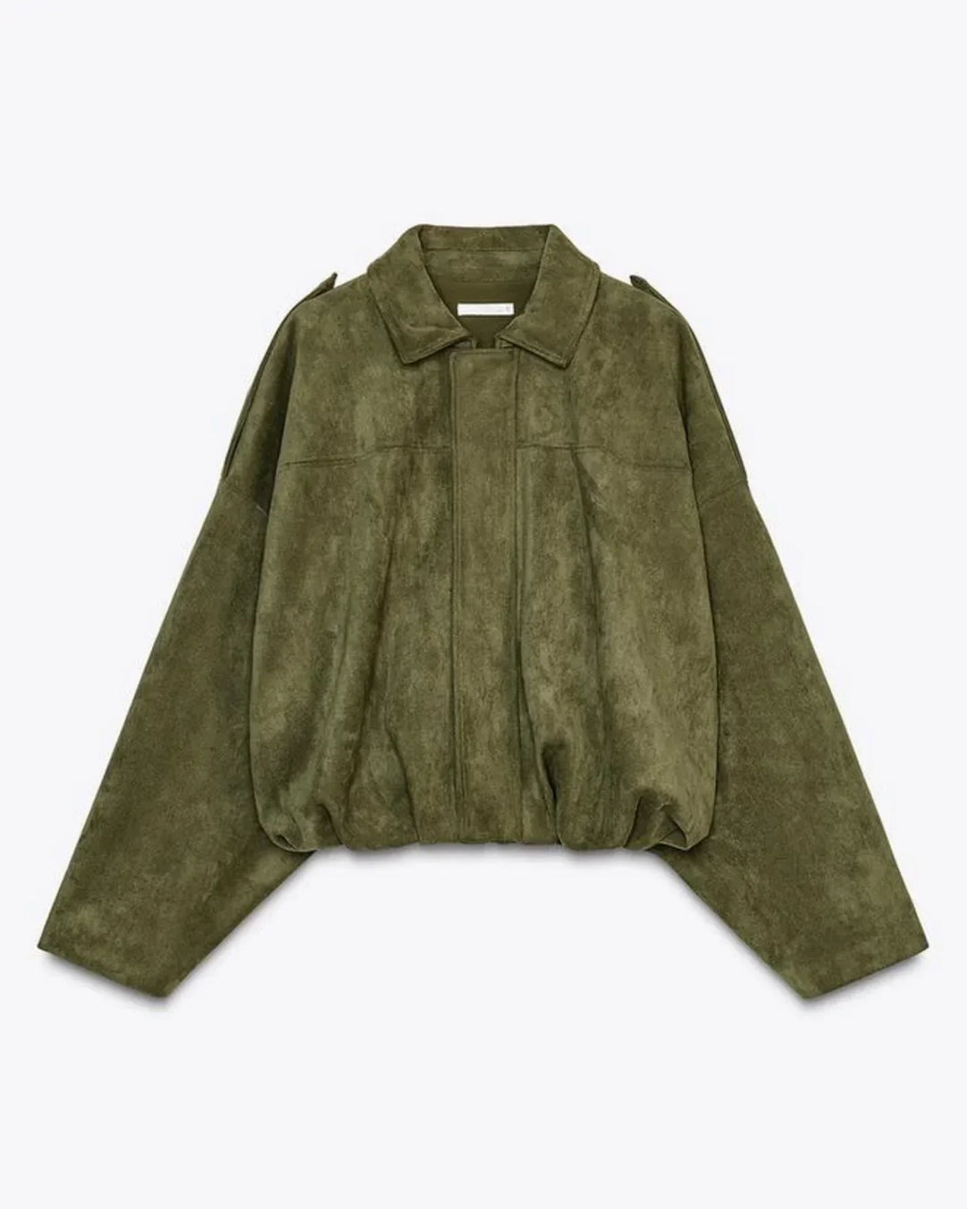 Modieuze groene oversized leren damesjas, city-chic en comfortabel, ideaal voor casual outfits.