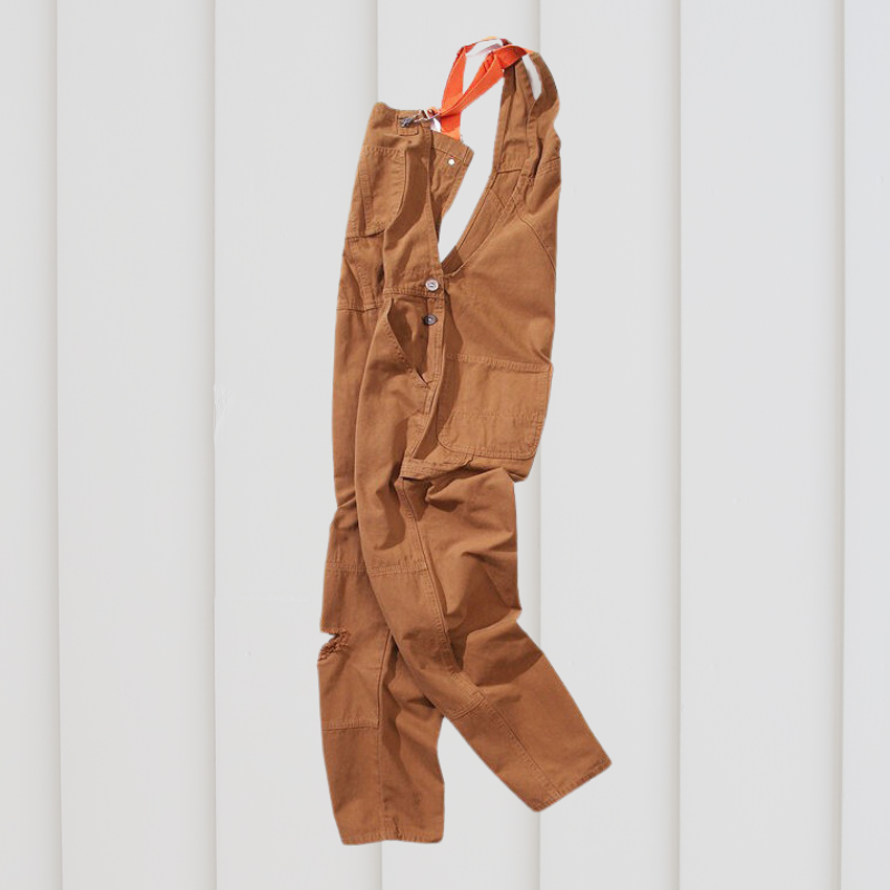 Groen tuin broekpak, verstelbaar, met zakken en elastische tailleband voor comfort en duurzaamheid, ideaal voor tuinwerk.