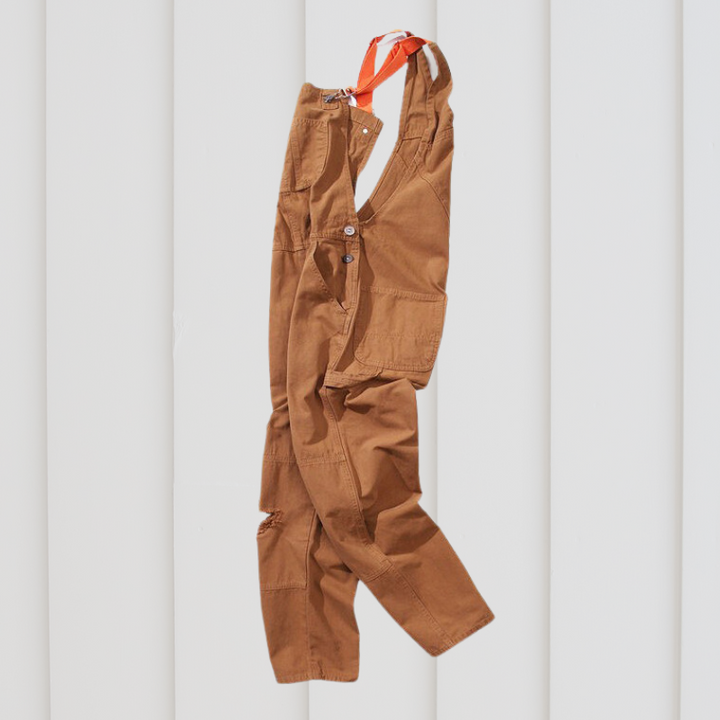 Groen tuin broekpak, verstelbaar, met zakken en elastische tailleband voor comfort en duurzaamheid, ideaal voor tuinwerk.