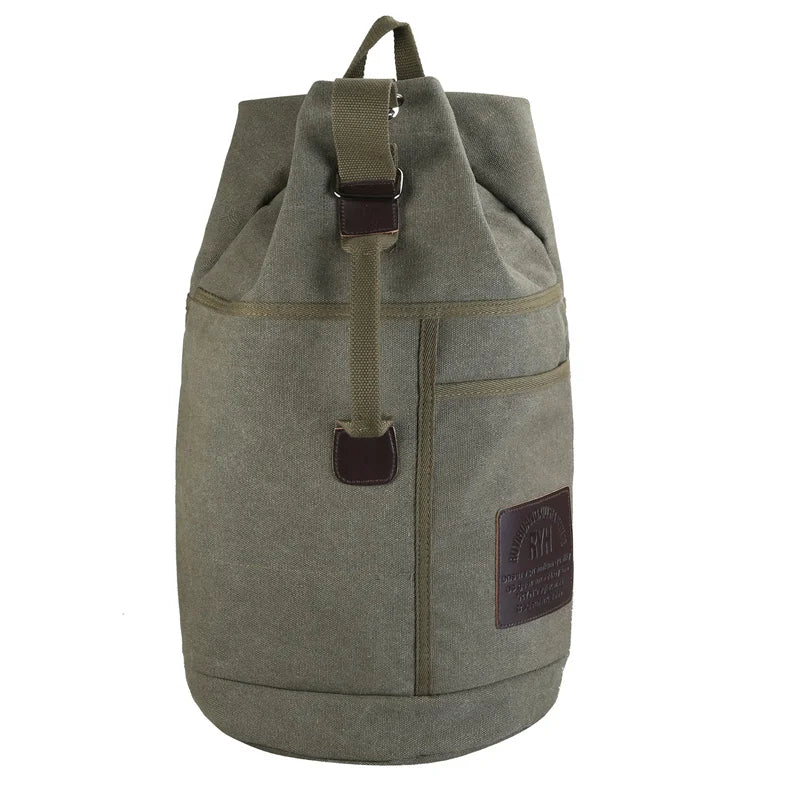 Stevige, duurzame canvas TrekMate rugzak, ideaal voor dagelijks gebruik, reizen, werk of school in khaki.