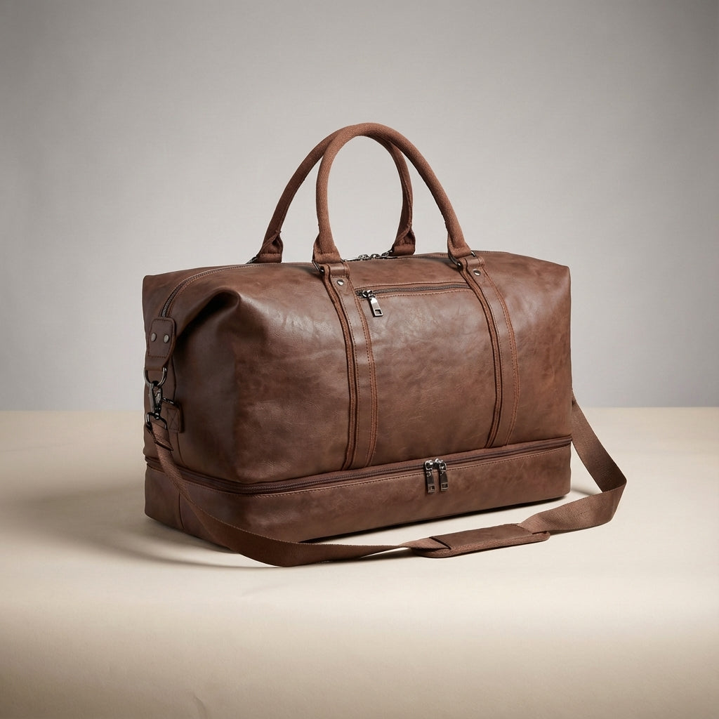 Grote waterdichte leren reistas Voyagely, unisex weekendtas voor stijlvolle organisatie van je bagage.