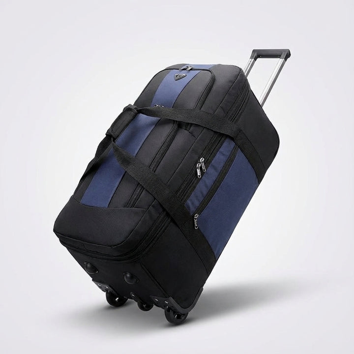 Ruime binnenkant van de opvouwbare reistas trolley met organizer vakken voor al je vakantiespullen.
