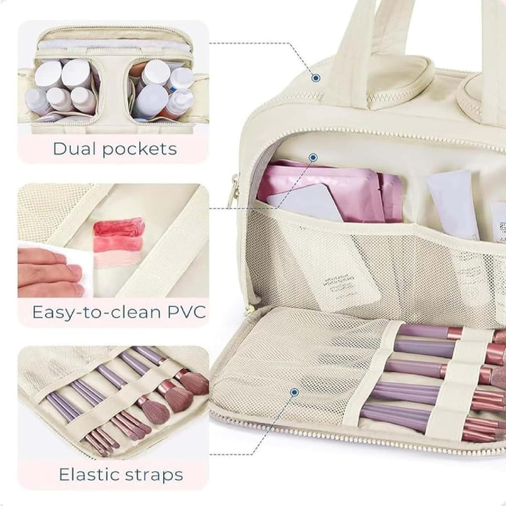 Selvane Dames Reis Make-up Tas. Grote waterdichte toilettas organizer voor al je beauty essentials.