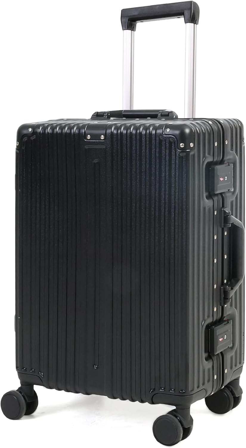 Handbagagekoffer met duurzaam aluminium frame, TSA-slot en stille 360° wielen voor zorgeloos reizen.