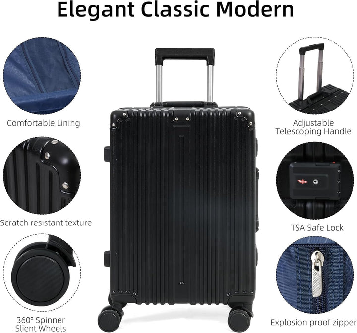 Duurzame handbagagekoffer met aluminium frame en veilig TSA-slot. Beschermt uw bagage tijdens elke reis.