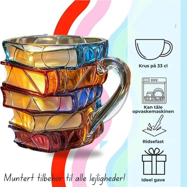 Stijlvolle 3D boekenmok, handgemaakt servies voor je keuken. Unieke koffie- of theekop, perfect voor thuis.