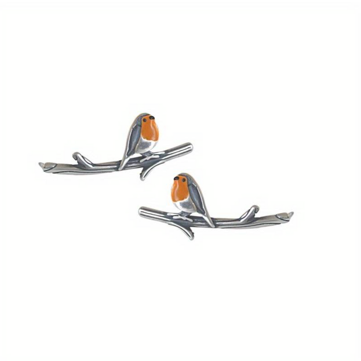 Dames glasinlood roodborstje oorbellen, handgemaakt met RVS. Uniek vogel design, perfect als speciaal cadeau.