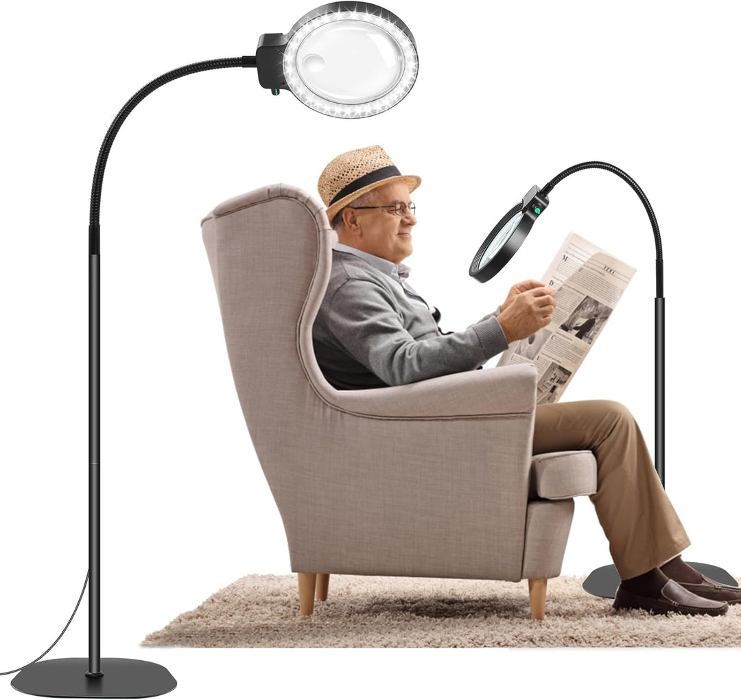 Handsfree LED vergrootglas met verstelbare gansenhals, ideaal voor precisiewerk, handwerk en lezen.