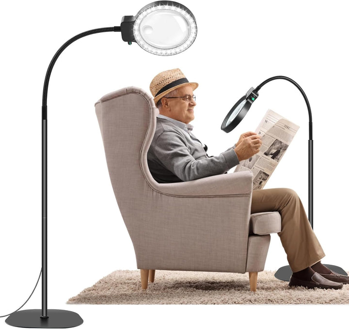 Handsfree LED vergrootglas met verstelbare gansenhals, ideaal voor precisiewerk, handwerk en lezen.