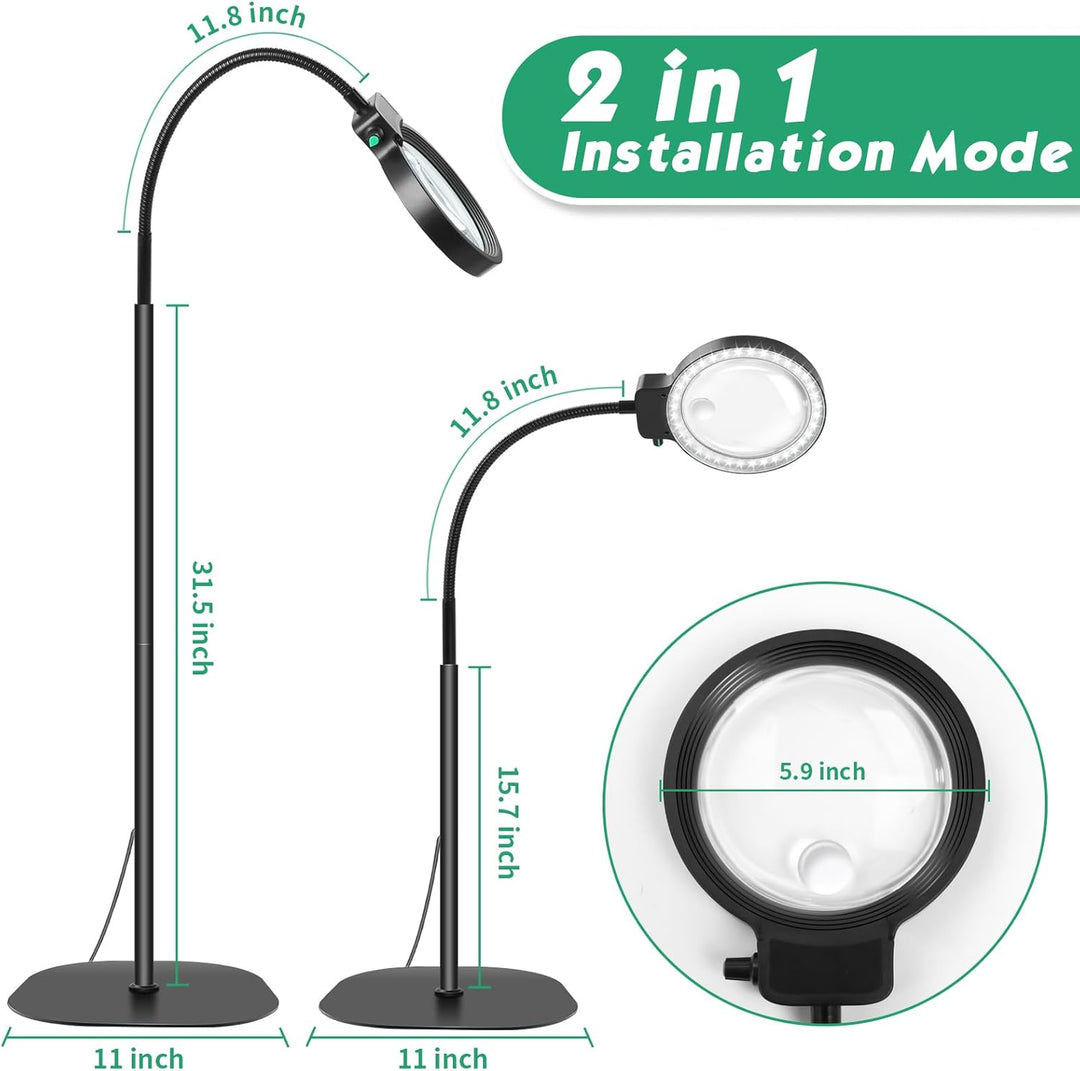 Veelzijdig handsfree vergrootglas voor lezen, handwerk en hobby's, met geïntegreerde LED verlichting.