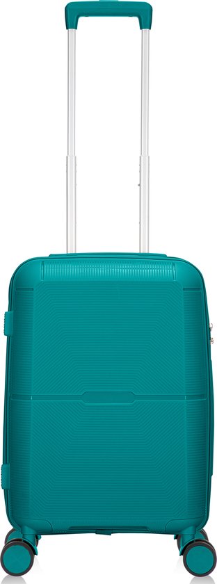 Hardschalige Capri koffer met vier dubbele wielen en verstelbare trekstang voor optimale mobiliteit.