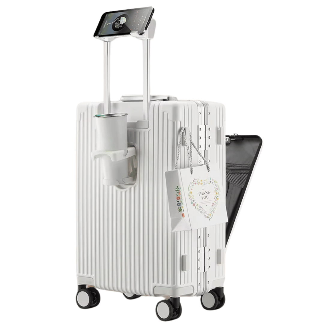 Harde handbagagekoffer Manhattan Pro, ritsloos met USB-poort, perfect voor korte reizen.