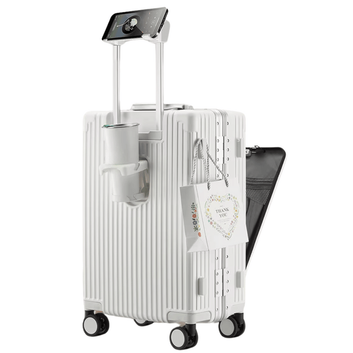Harde handbagagekoffer Manhattan Pro, ritsloos met USB-poort, perfect voor korte reizen.