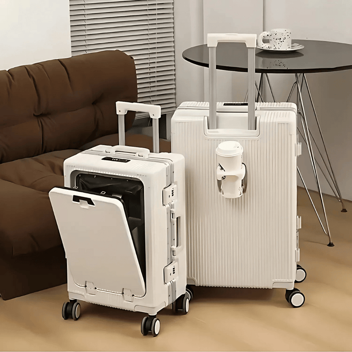 Compacte hartschalen handbagagekoffer, Manhattan Pro, met geïntegreerde USB-oplaadfunctie.