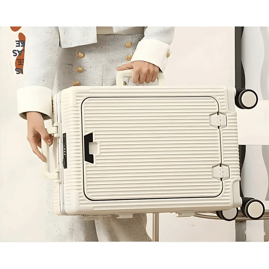 Moderne handbagagekoffer Manhattan Pro, robuust en ritsloos, handig reisaccessoire.