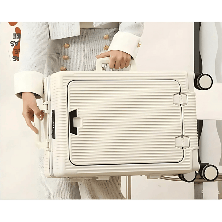 Moderne handbagagekoffer Manhattan Pro, robuust en ritsloos, handig reisaccessoire.