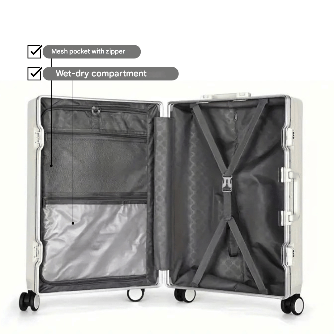 Handige smart koffer, Manhattan Pro, met ritsloze sluiting en USB-oplaadmogelijkheid.