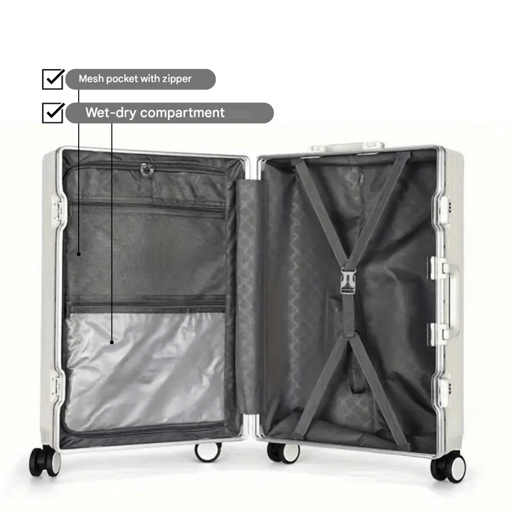 Handige smart koffer, Manhattan Pro, met ritsloze sluiting en USB-oplaadmogelijkheid.