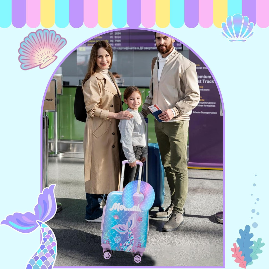 Complete vakantie reisset voor kinderen, 5-delig, met een harde koffer en wielen.