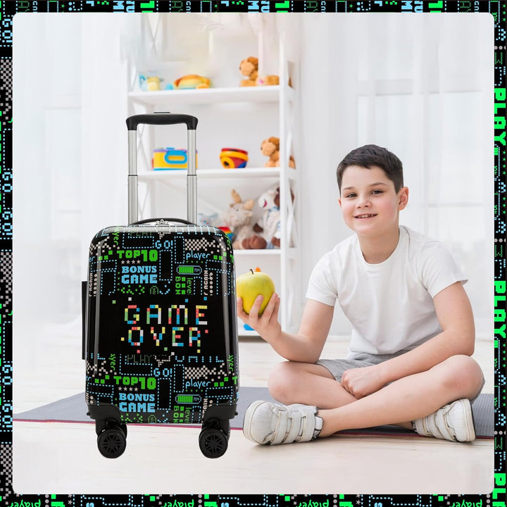 Harde koffer voor kinderen (cabineformaat) met spinnerwielen, deel van een 5-delige bagageset.