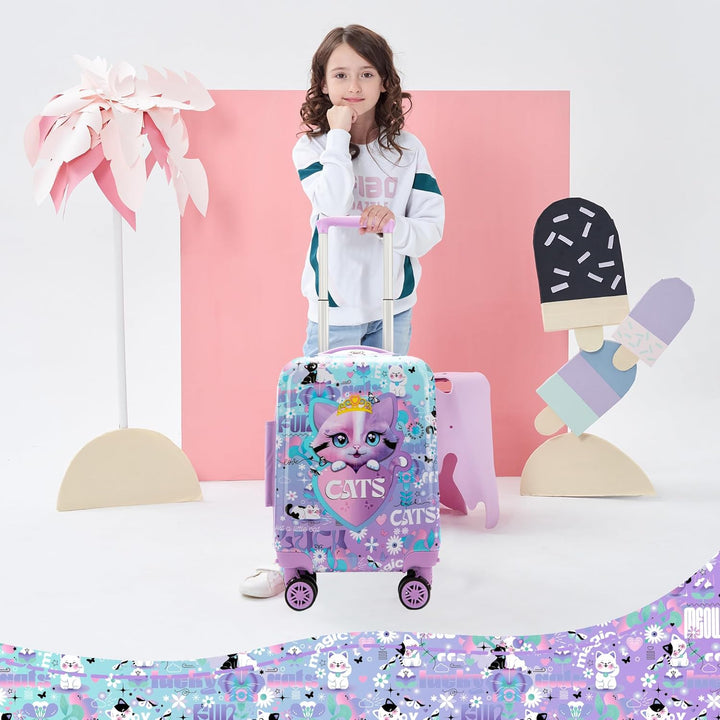 Leuke 5-delige kinderbagage: harde koffer met spinnerwielen, voor elk schoolreisje.