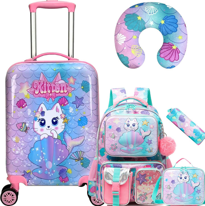 Complete vakantiekit voor kinderen: 5-delige bagageset met harde koffer en spinnerwielen.