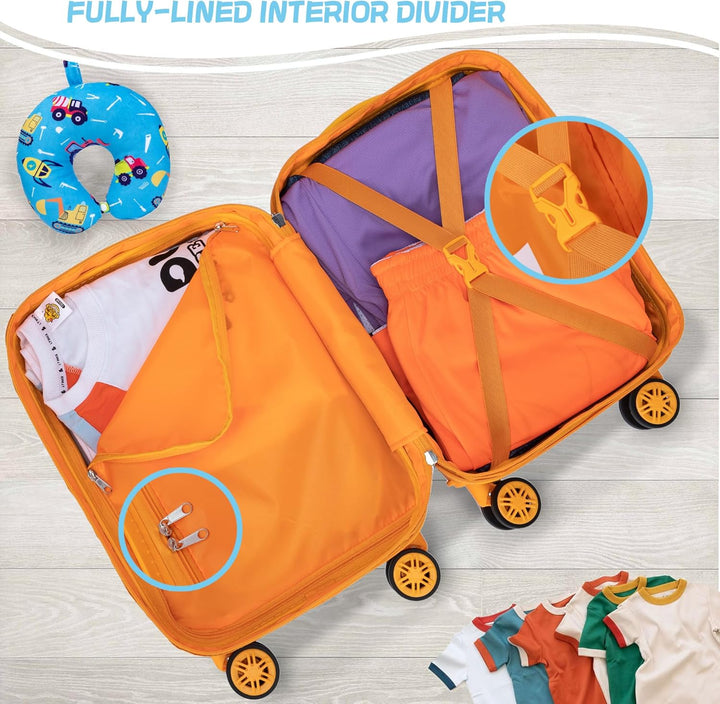 Kindvriendelijke reisset voor kinderen, 5-delig, met duurzame harde koffer en spinnerwielen.