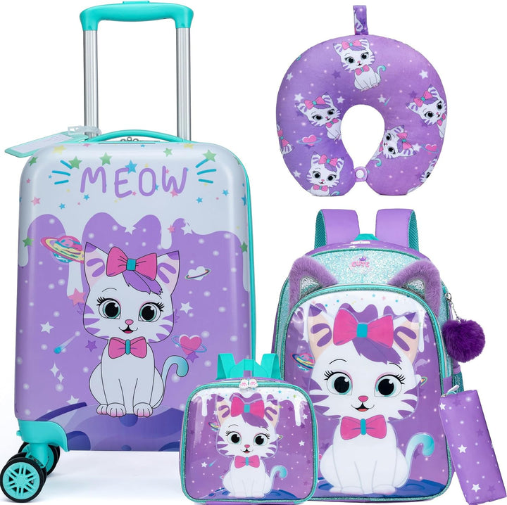 Beschermende harde kinderkoffer (5-delig) met spinnerwielen, perfect voor avonturen.