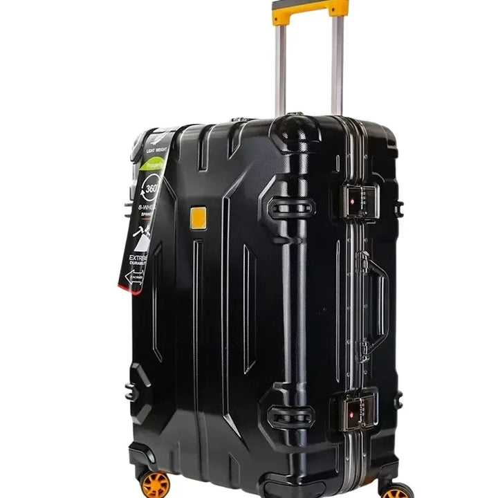 Veilige reiskoffer met versterkt aluminiumframe en geïntegreerd TSA slot. Perfect voor vakantie en zakenreizen.
