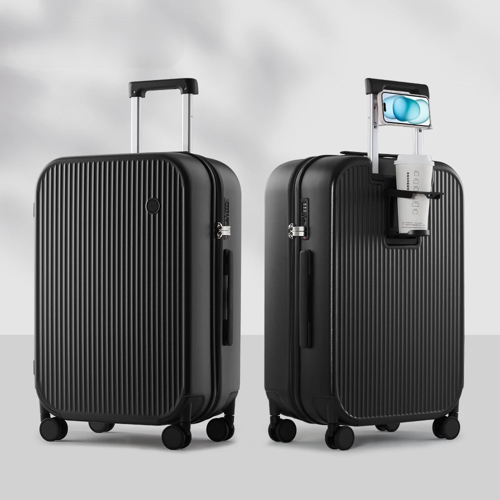 Compacte harde koffer Lyon met bekerhouder, perfect als handbagage. Duurzame trolley voor uw reis.