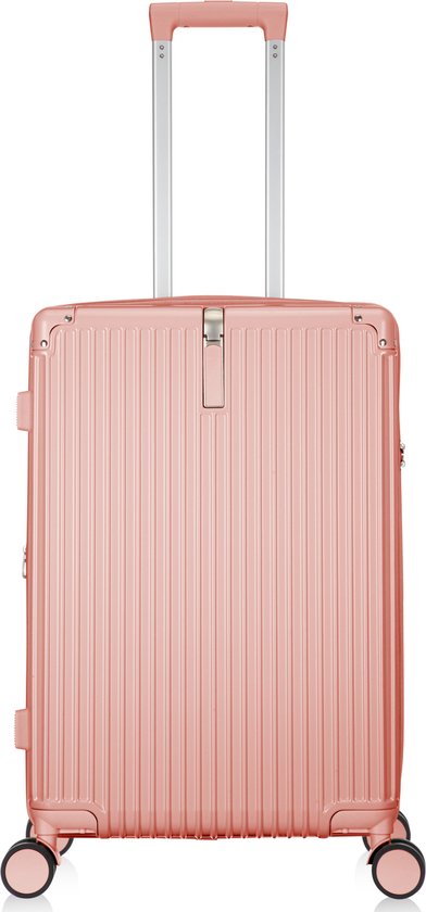 Overzicht Mykonos hardshell koffer: duurzaam, veilig TSA-slot, USB-poort & bekerhouder gemak.