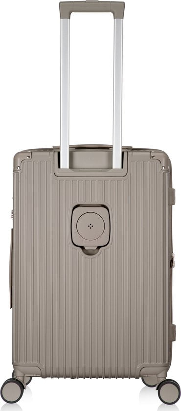 Robuuste bagage Mykonos: uitbreidbaar, met handige bekerhouder en veilig TSA-combinatieslot.