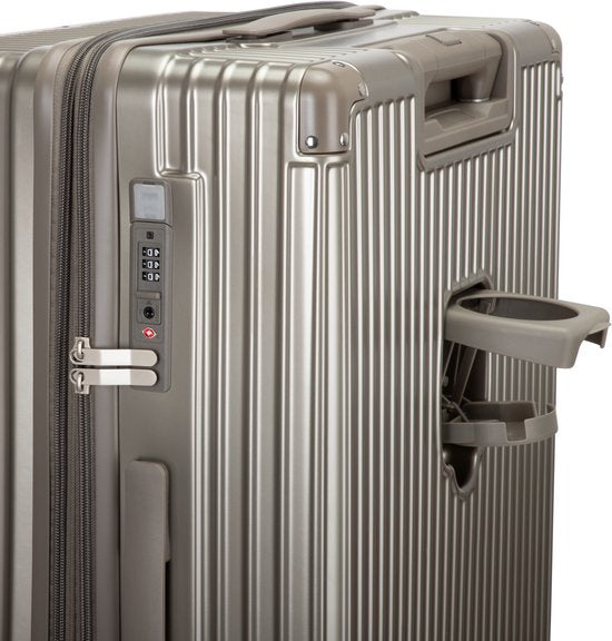 Uitbreidbare hardshell koffer Mykonos voor extra pakruimte, inclusief TSA-slot en USB-poort.