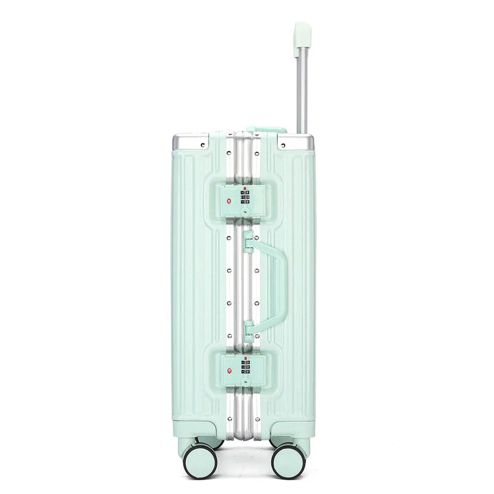 Stijlvolle hardshell Campus koffer in rood, met soepele wielen, voor comfortabel reizen.