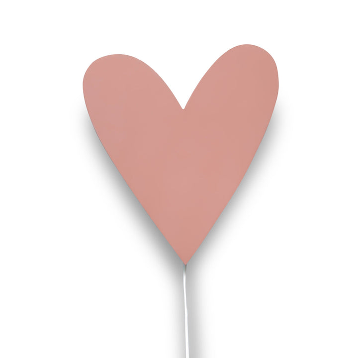 "Hartvormige houten wandlamp terra roze, ideaal voor kinderkamers, MDF materiaal, 27,5x31 cm, trendy en charmant design."