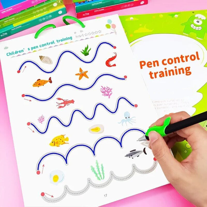 Kinder herbruikbaar traceer werkboek, stimuleert fijne motoriek en ontwikkeling van schrijfvaardigheid op een leuke manier.