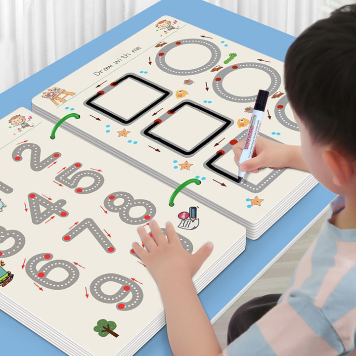 Complete set met herbruikbare traceerboeken voor kinderen, bevordert vroege educatie en hand-oog coördinatie.