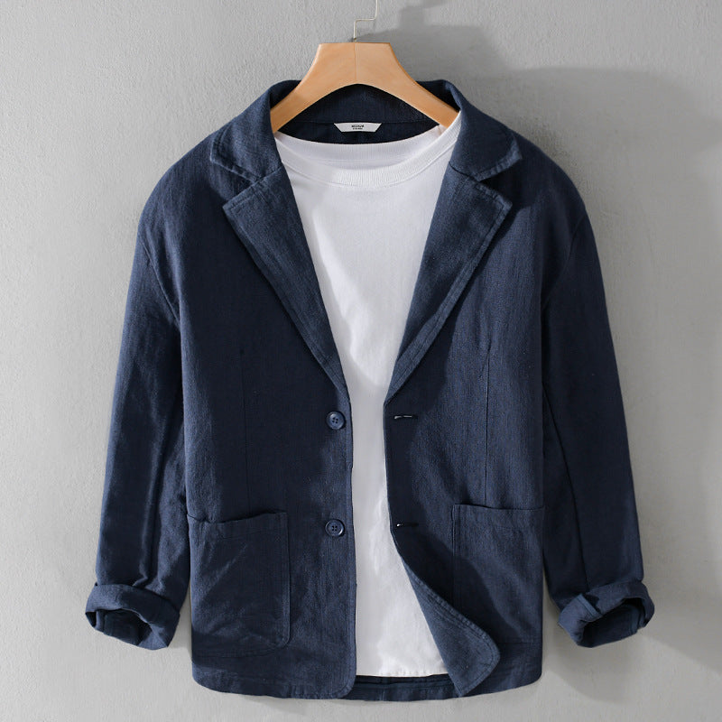 Lichte heren blazer met unieke afwerking, perfecte relaxed fit lente- en zomerjas voor mannen.