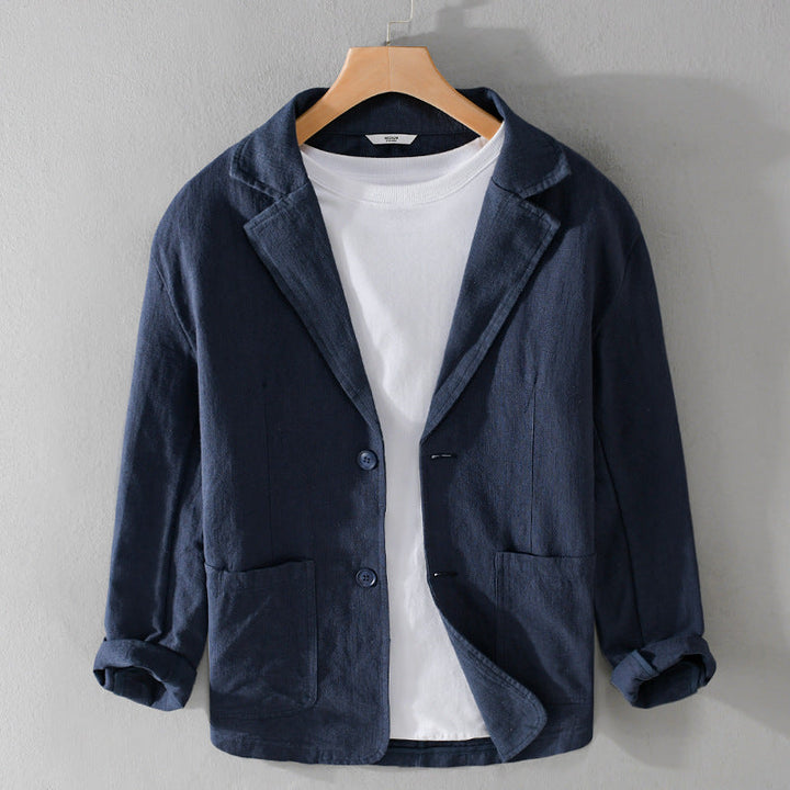Lichte heren blazer met unieke afwerking, perfecte relaxed fit lente- en zomerjas voor mannen.