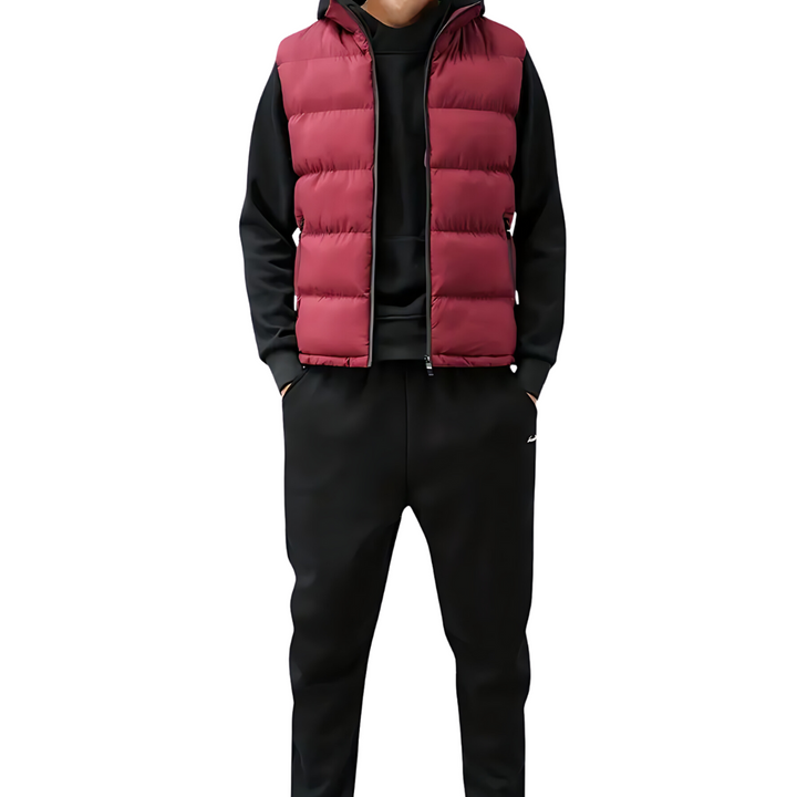 Heren bodywarmer met capuchon, mouwloos vest voor casual outdoor stijl. Warm en comfortabel herenkleding.