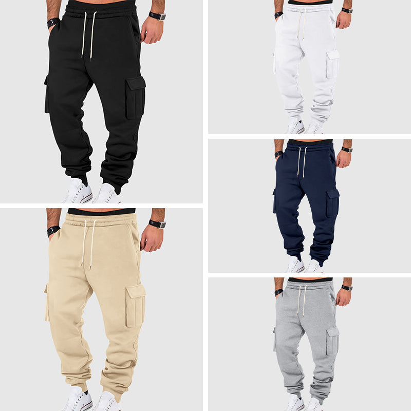 Heren cargo joggingbroek met trekkoord, comfortabele sportbroek met taps toelopende pijpen voor streetwear.