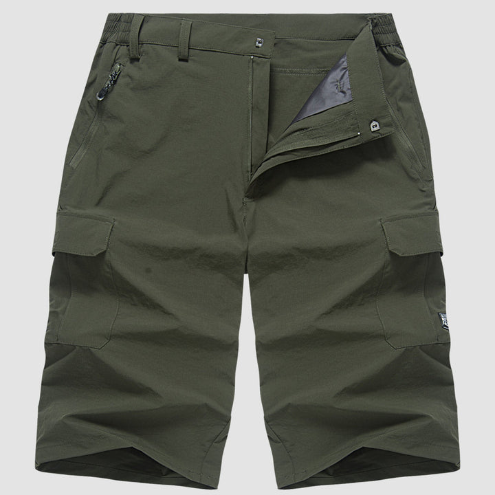 Zijzicht van casual heren cargo shorts met praktische cargo zakken, veelzijdig voor zomerse avonturen.