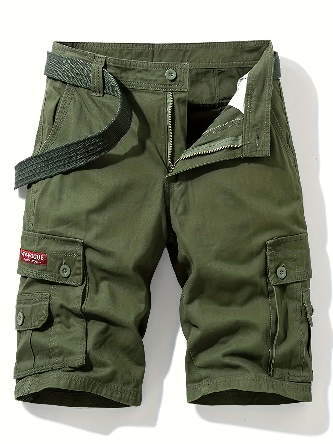 "Heren cargo shorts voorkant met klassiek design, zomers katoen, meerdere zakken, taille trekkoord voor comfort en stijl."