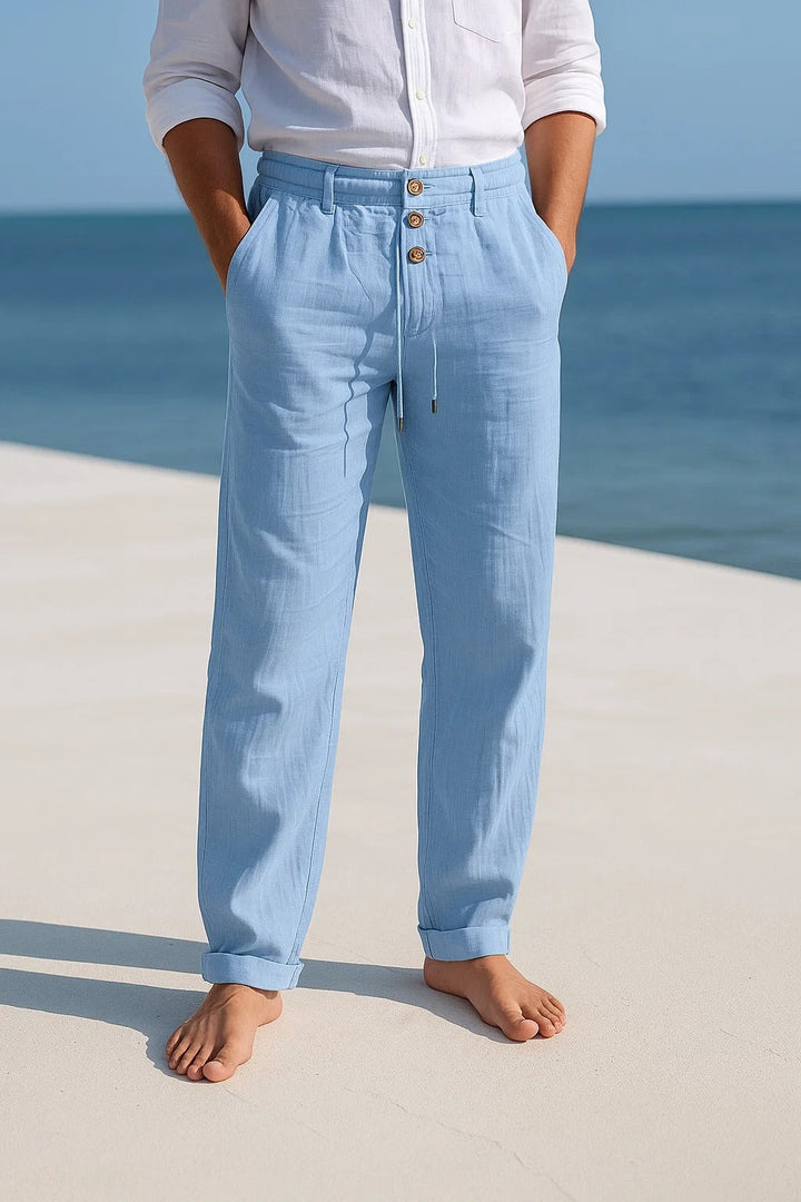 Moderne heren lange broek met trekkoord, regular fit casual broek voor een stijlvolle zomer en vrije tijd.