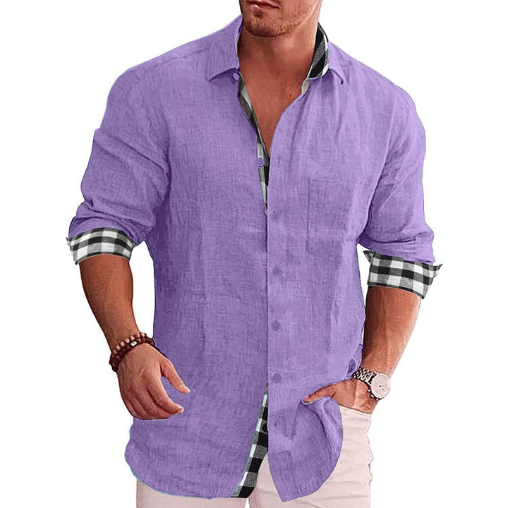 Modieus casual herenoverhemd met geruite manchetten en lange mouwen, perfect voor diverse looks.