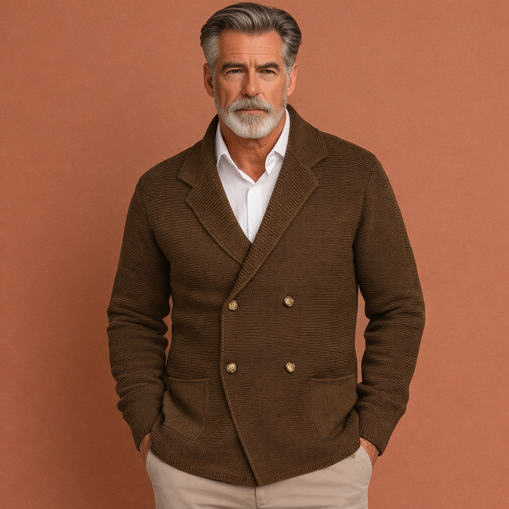 Elegant heren vest met dubbele knopen, een modieuze overkleding voor zakelijk casual of ontspannen outfits.